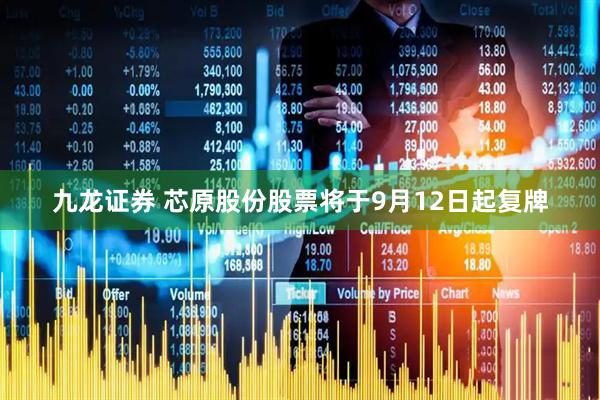 九龙证券 芯原股份股票将于9月12日起复牌
