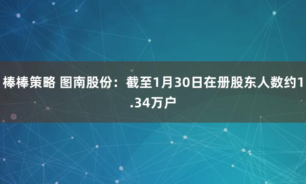 棒棒策略 图南股份：截至1月30日在册股东人数约1.34万户
