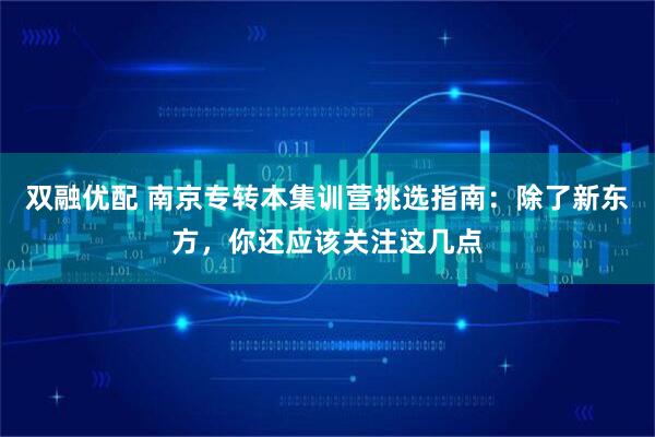 双融优配 南京专转本集训营挑选指南：除了新东方，你还应该关注这几点