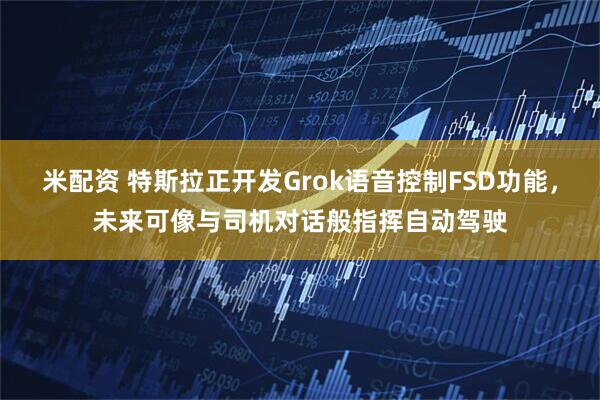 米配资 特斯拉正开发Grok语音控制FSD功能，未来可像与司机对话般指挥自动驾驶